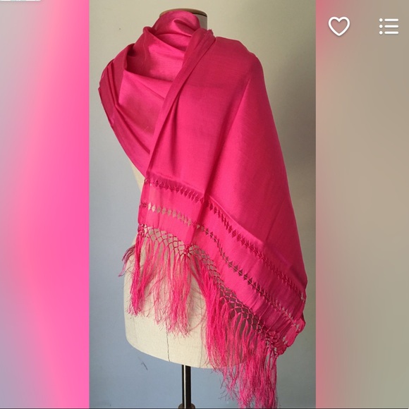 Accessories - Mexican Shawl Scarf Hot Pink Silky Soft